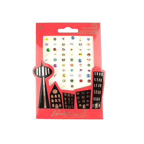 50 autocollants pour les ongles - Super-héros par Great Pretenders - Couleur Pastel Autocollants pour les onglesGreat Pretenders