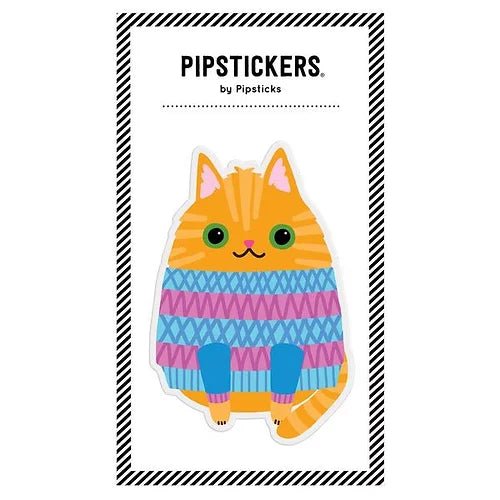 Autocollant dodu «Chat chandail chaud» par Pipsticks - Couleur Pastel AutocollantsPipsticks