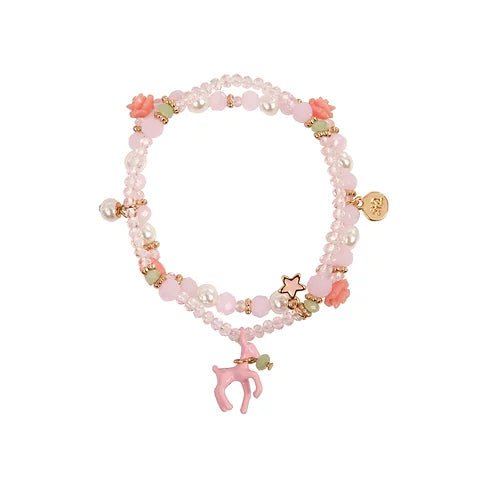 Bracelet à breloques avec petit chevreuil rose - Couleur Pastel Couleur Pastel inc