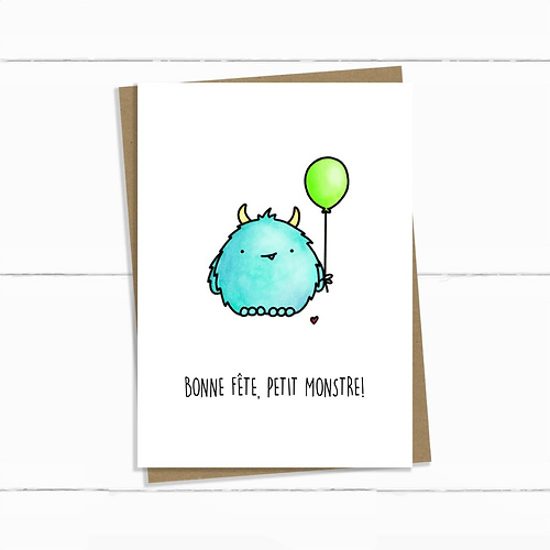 Carte de souhaits sans texte - BONNE FÊTE, PETIT MONSTRE! - Couleur Pastel Couleur Pastel inc