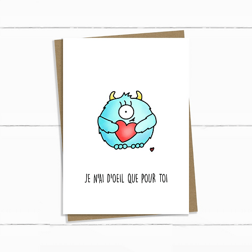 Carte de souhaits sans texte - JE N'AI D'OEIL QUE POUR TOI - Couleur Pastel Couleur Pastel inc
