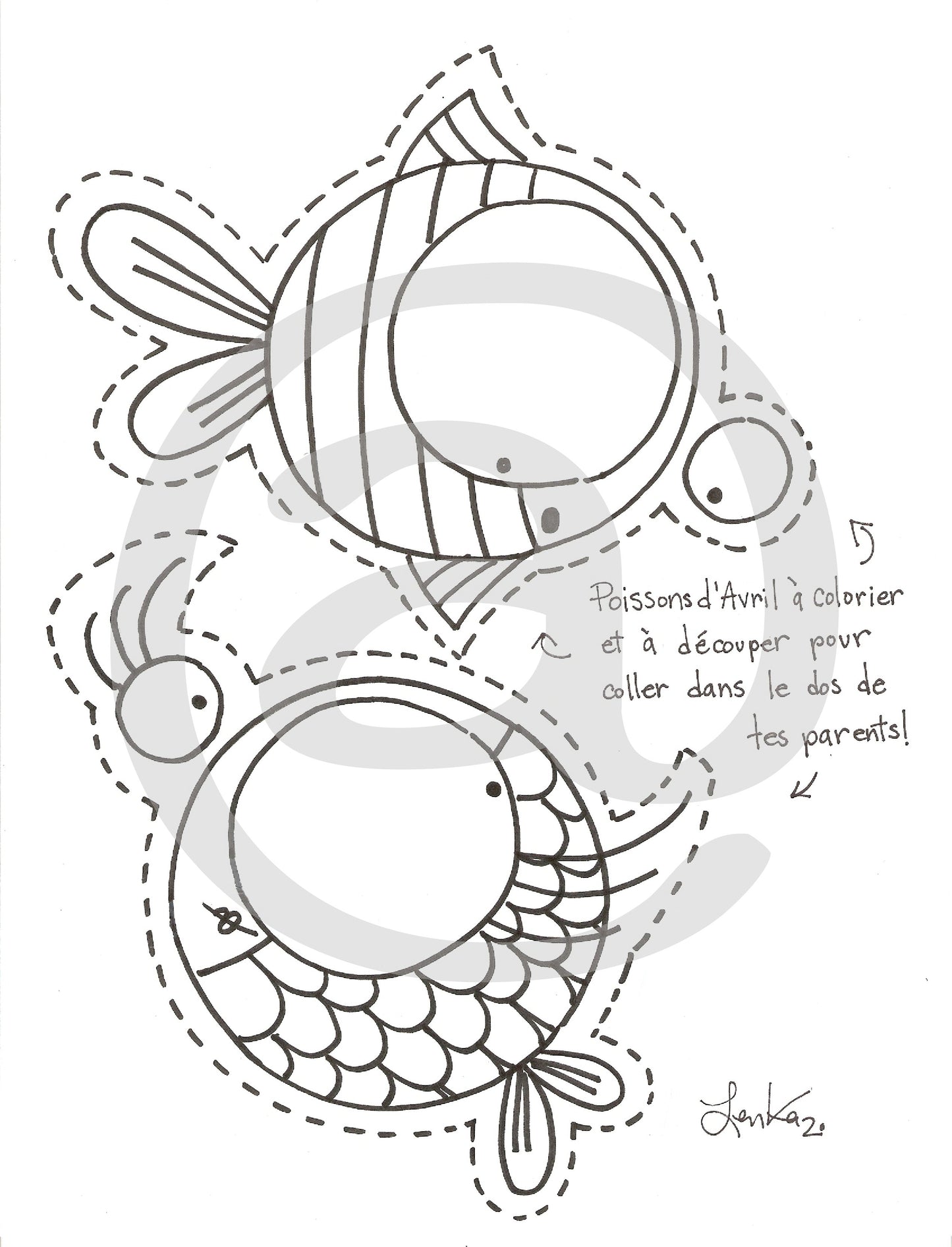 Dessin à colorier - Poissons d'Avril à colorier et à découper - Couleur Pastel Dessins à colorierCouleur Pastel inc