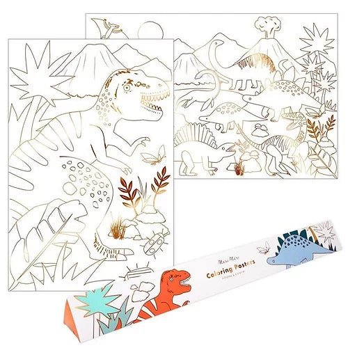 Ensemble de 2 affiches à colorier par Meri Meri - Le Royaume des Dinosaures - Couleur Pastel ColoriageMeri Meri