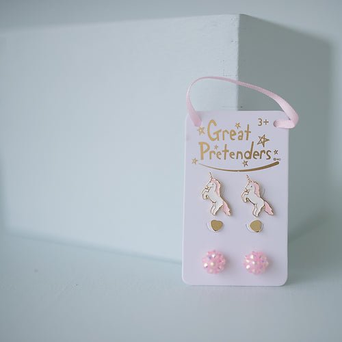 Ensemble de 3 paires de boucles d'oreilles - Licorne - Couleur Pastel Couleur Pastel inc