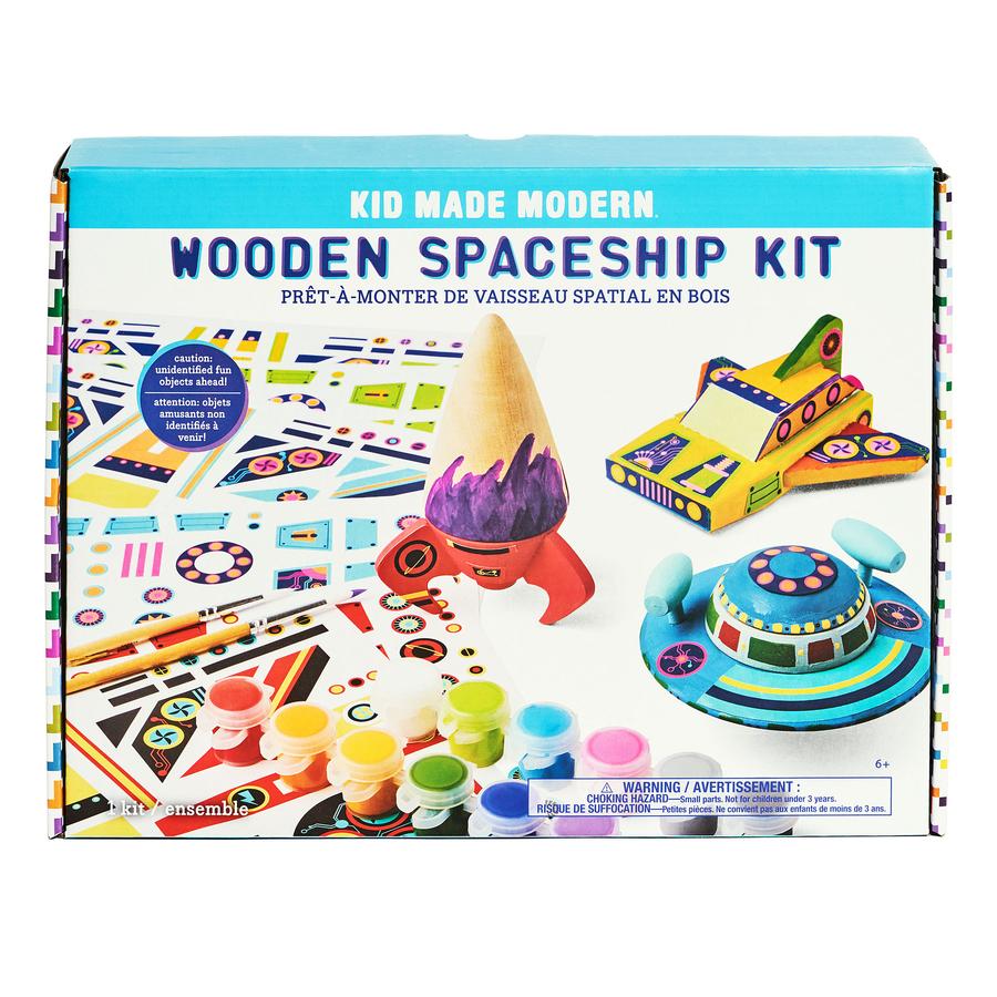 Ensemble de 3 Vaisseaux spatiaux en bois à peinturer de «Kid Made Modern» - Couleur Pastel Coffrets de loisirs créatifsKid Made Modern