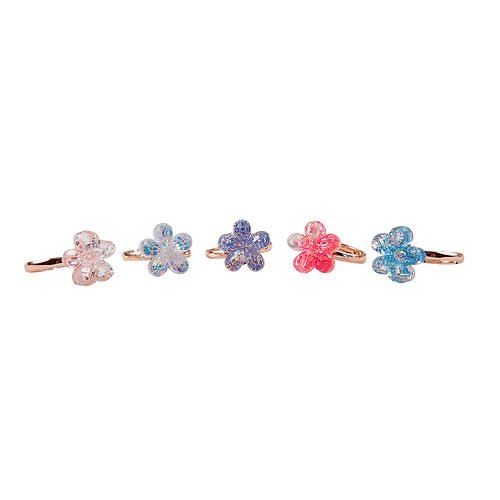 Ensemble de 5 bagues - Fleur scintillante - Couleur Pastel Couleur Pastel inc