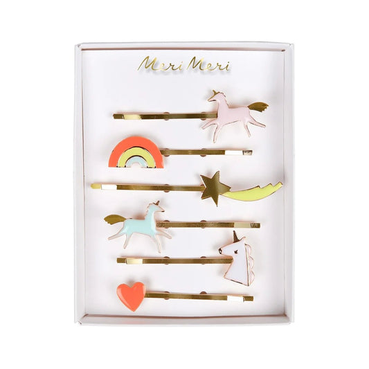Ensemble de 6 pinces à cheveux en émail par Meri Meri - Licorne - Couleur Pastel Pinces à cheveuxMeri Meri