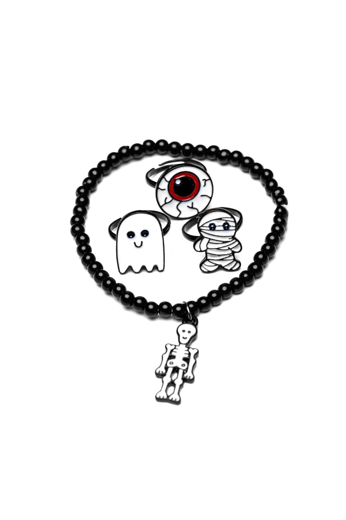 Ensemble de bagues et bracelet d'Halloween - Couleur PastelBague et braceletGreat Pretenders