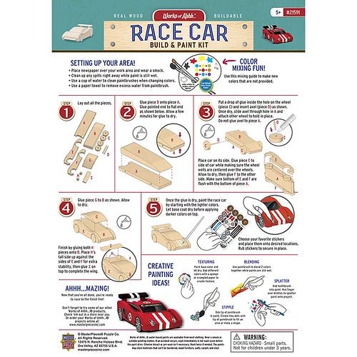 Ensemble de peinture sur bois - Voiture de course - Couleur Pastel Coffrets de loisirs créatifsMasterpieces