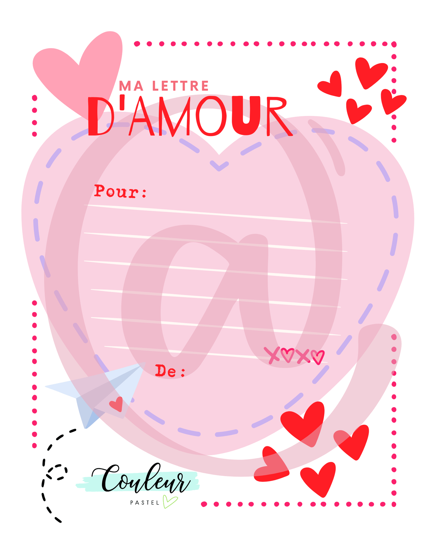 Ma lettre et mon enveloppe d'amour par Lenka Lagueux - Couleur Pastel Dessins à colorierCouleur Pastel
