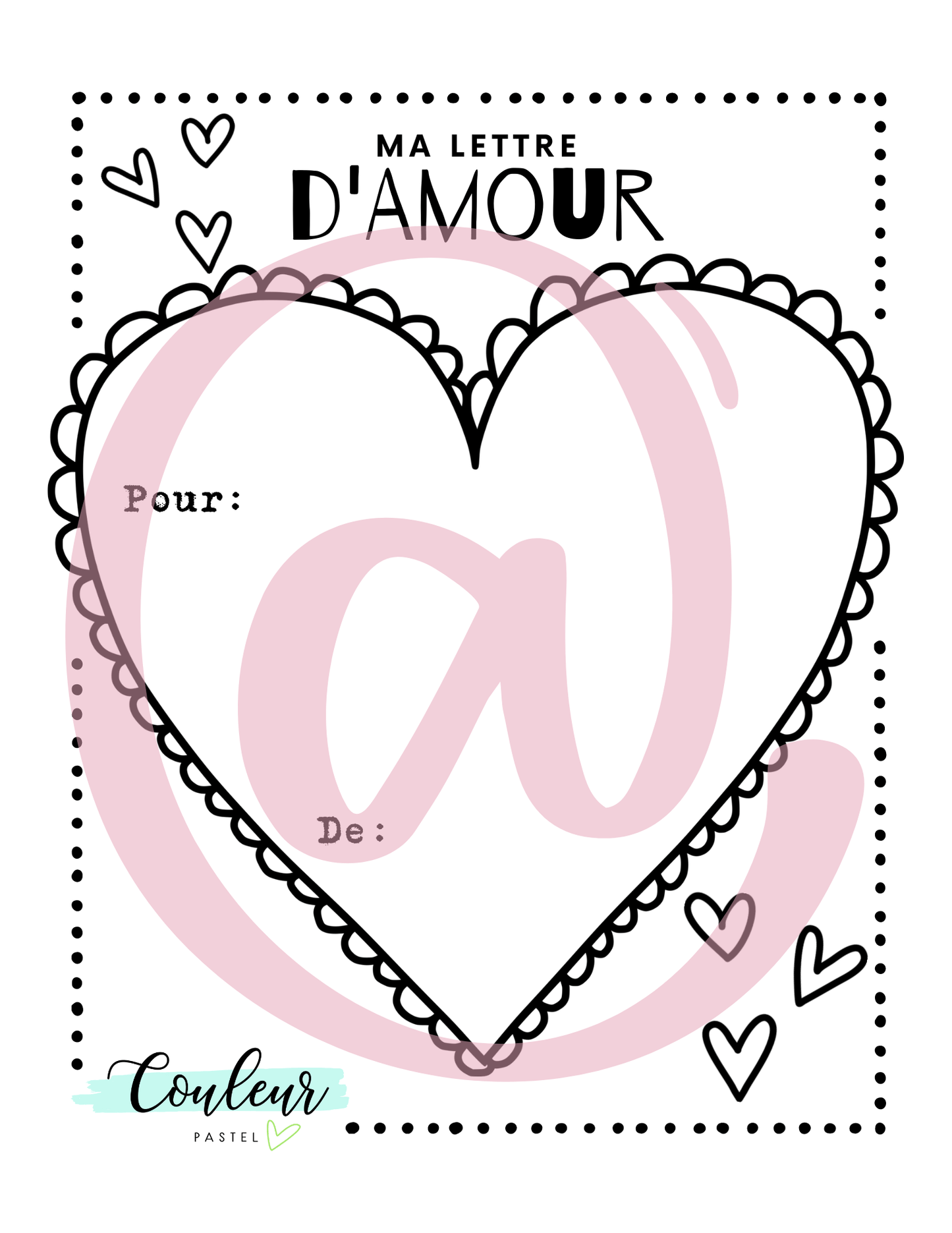 Ma lettre et mon enveloppe d'amour par Lenka Lagueux - Couleur Pastel Dessins à colorierCouleur Pastel