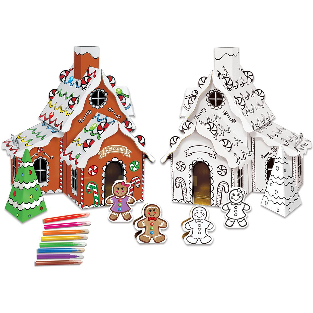 Maison en pain d'épice en carton, à construire et colorier soi-même - Couleur Pastel Coffrets de loisirs créatifsMasterpieces