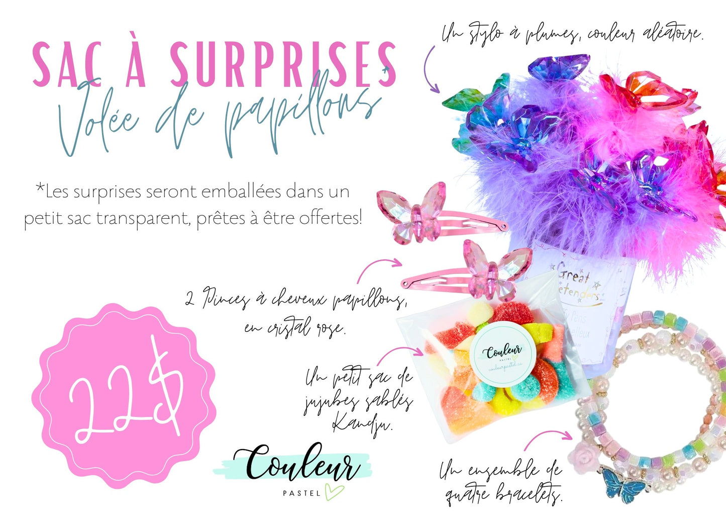 Sac à surprises - Papillon - Couleur PastelSac à surprisesCouleur Pastel