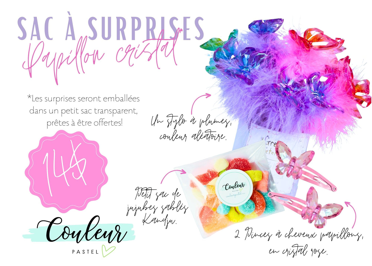 Sac à surprises - Papillon - Couleur PastelSac à surprisesCouleur Pastel