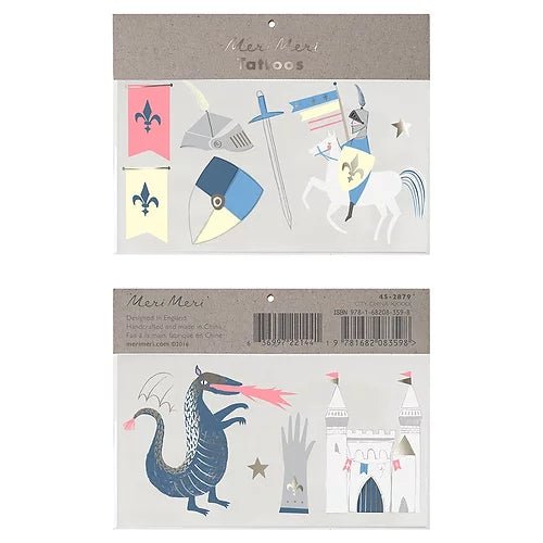 Tatouages temporaires - Chevalier et Dragon par Meri Meri - Couleur Pastel Tatouages temporairesMeri Meri