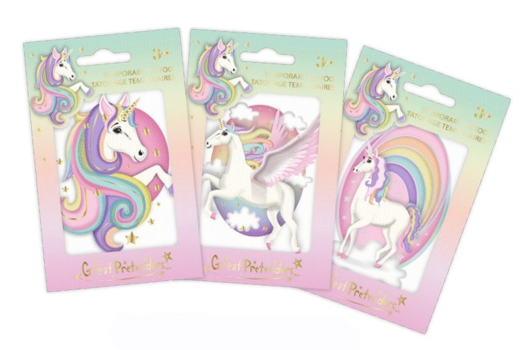 Tatouages temporaires Licorne pastel par Great Pretenders (motif aléatoire) - Couleur Pastel Tatouages temporairesGreat Pretenders