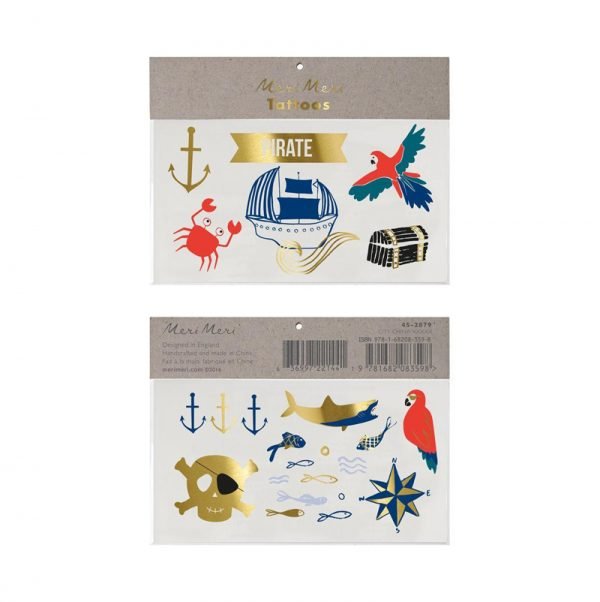 Tatouages temporaires par Meri Meri - Le monde des Pirates - Couleur Pastel Tatouages temporairesMeri Meri