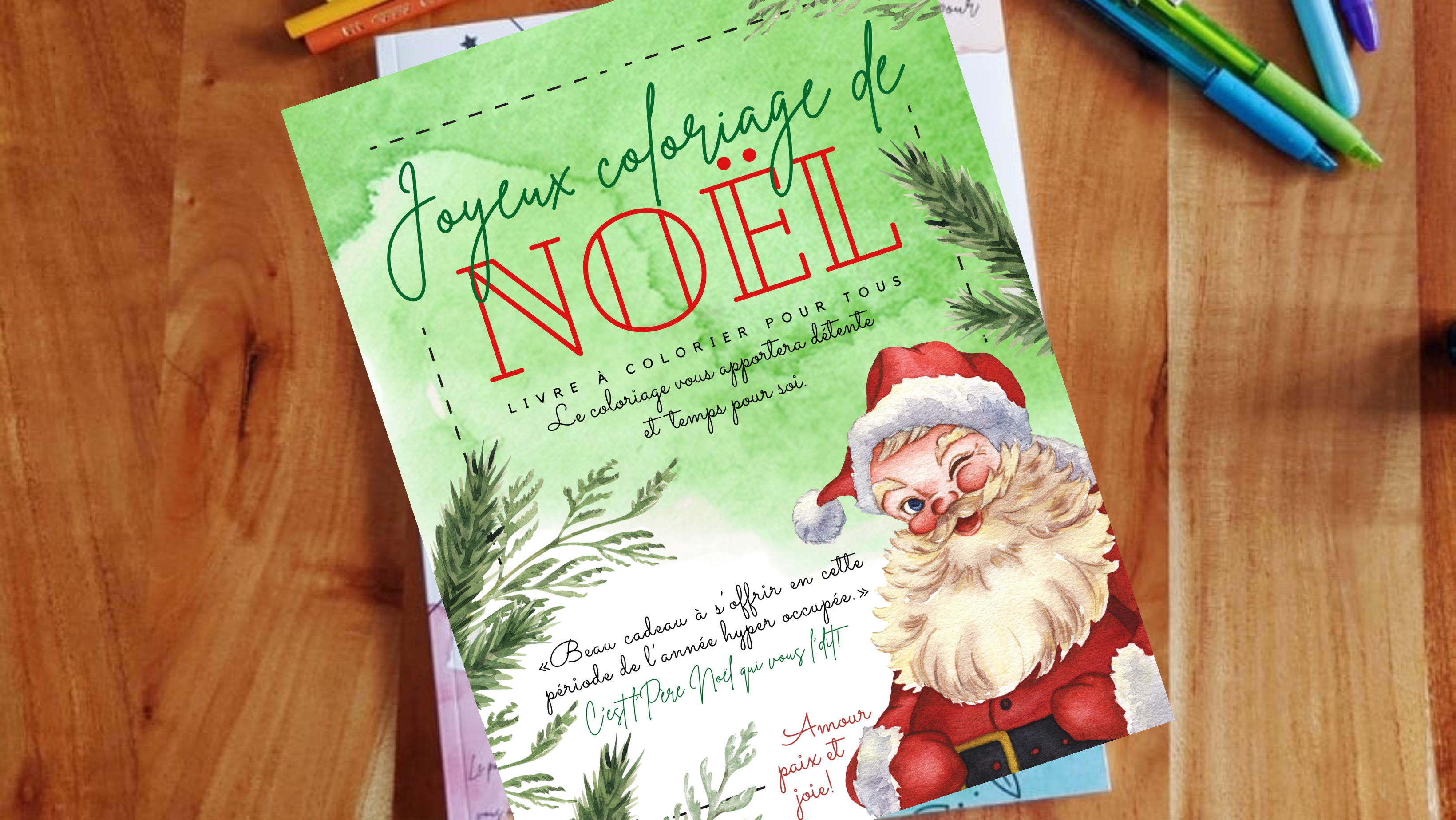 Livre à colorier de Noël pour tous «Joyeux coloriage de Noël» par Lenka Lagueux chez Couleur Pastel