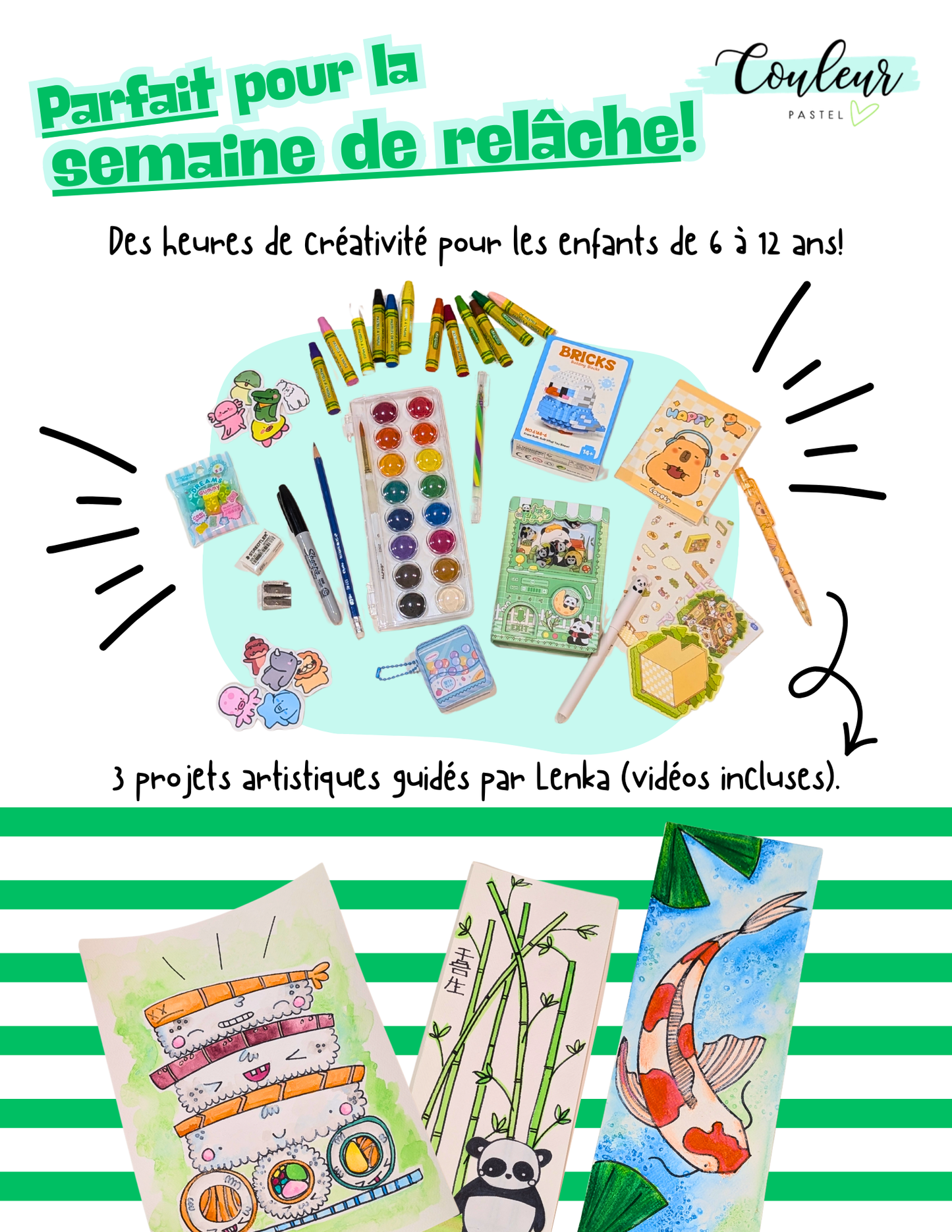 Ensemble arts & chinoiseries - Aquarelle et pastel gras (3 projets artistiques inclus).