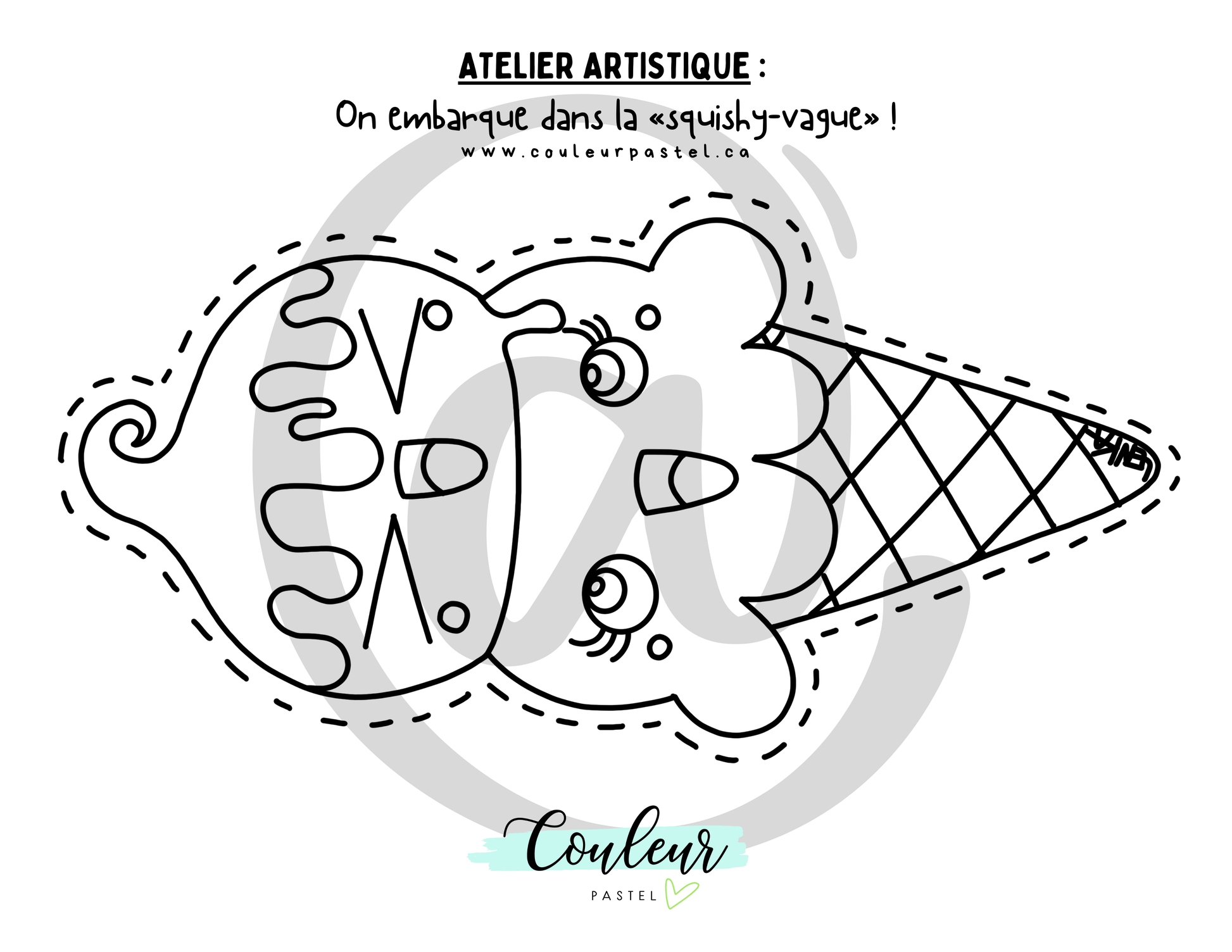 Dessins à colorier pour l'atelier artistique : On embarque dans la «squishy - vague» ! - Couleur PastelActivité pour les enfantsCouleur Pastel