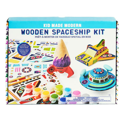 Ensemble de 3 Vaisseaux spatiaux en bois à peinturer de «Kid Made Modern» - Couleur Pastel Coffrets de loisirs créatifsKid Made Modern