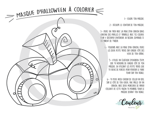 Masque d'Halloween à colorier - Citrouille - par Lenka Lagueux - Couleur Pastel Dessins à colorierCouleur Pastel